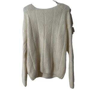 La Petite Maille French Paris Mohair Cream Sweater Cut Out Tied Back